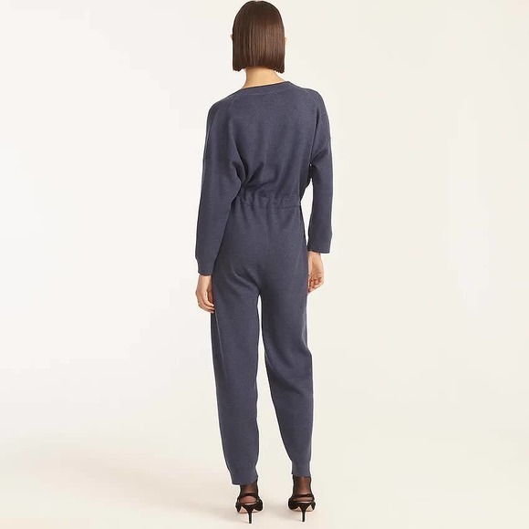 New J. Crew Heather Night Sky Merino Wool Neck Tie Waist Sweater-Jumpsuit M - Picture 4 of 12